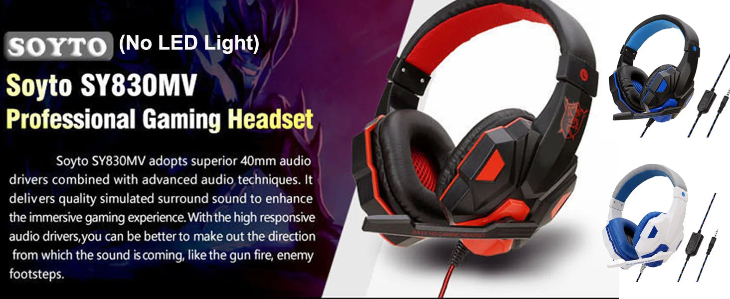 New Gaming Headset Headphones With LED Light Mic Stereo Earphones Deep Bass For PC Computer Gamer Laptop Auriculares For PS4 Xbo