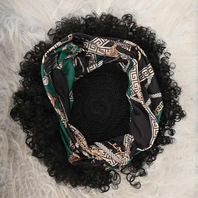 Red Afro Curly Headband Wig