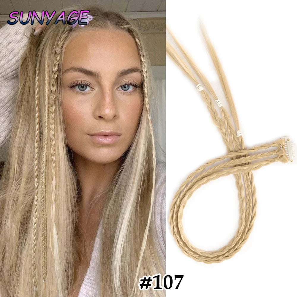 Synthetic Wig Braids With Clip Boxing Braid Dreadlocks Clip In Hair Extension Dirty Braids Boxer Braid Heat Resistat Hairpieces