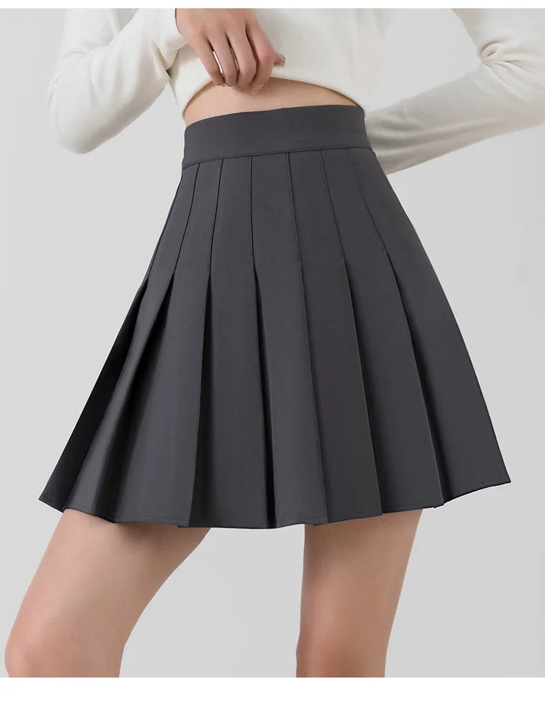 Women's Skirt Korean Style Miniskirt A-line Short Rokken College Girls Falda Short De Mujer  Black Pleated Skirt with Shorts