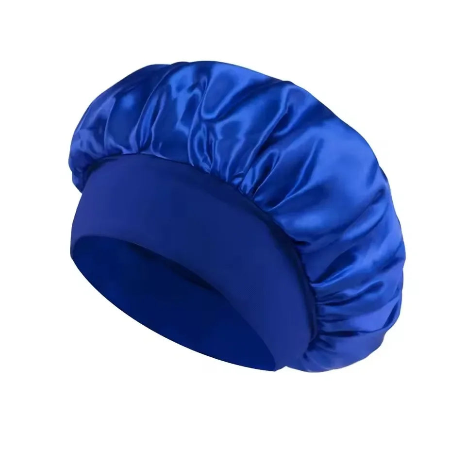 Fashion Bonnet Large Wide Edge Elastic Hat Casual Sports Silk Smooth Suitable for Curled Straight Hair Sleeping Hat Women's men