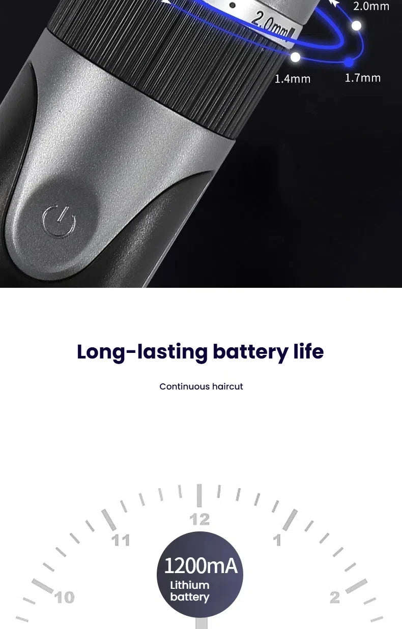 Hair Clipper for Men & Kids - Barber-Grade Beard Trimmer with Ceramic Blades Low Noise Precision Hair Cutting Machine