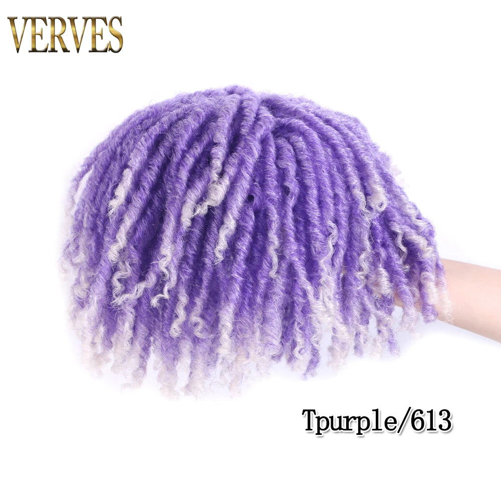 VERVES Dreadlocks Synthétiques Noirs Perruque Dreadlocks Demi-Clip Topper Tresses au Crochet 6 Pouces Courtes Perruque Femme Gris Marron