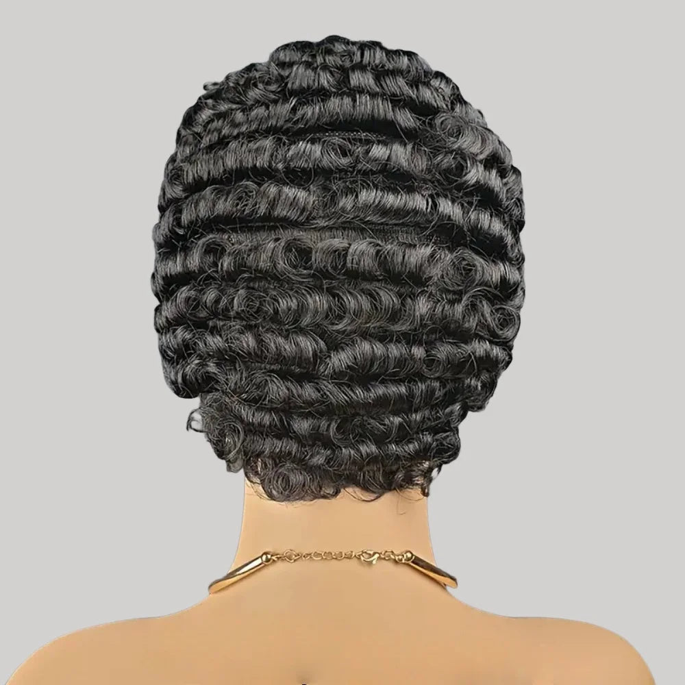 Short Curly Pixie Human Hair Wig