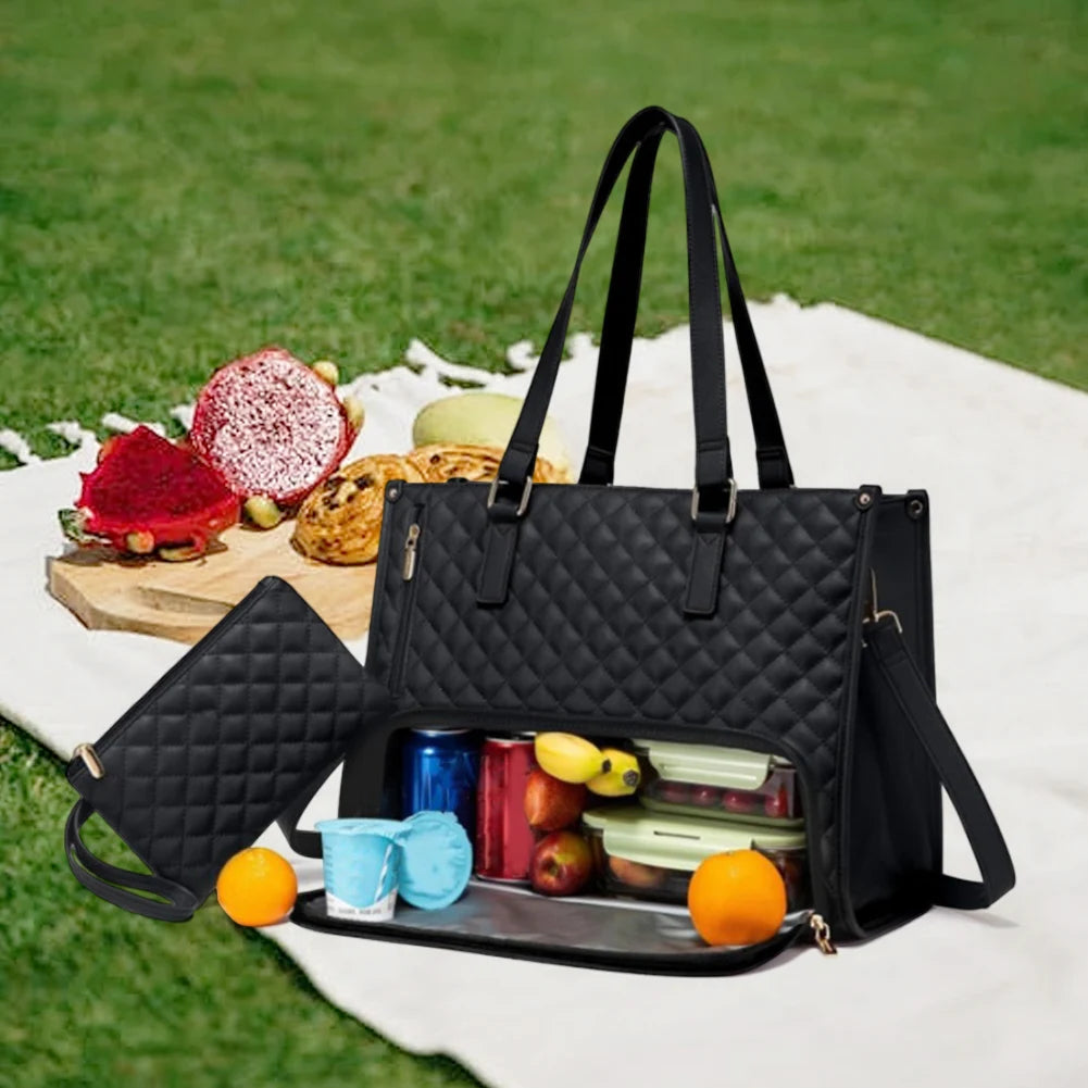 2-in-1 Lunch Tote Bag Laptop Bag with Purse Multi-Function Business Lunch Bag Lunch Box Handbag for Work Office Camping Picnic
