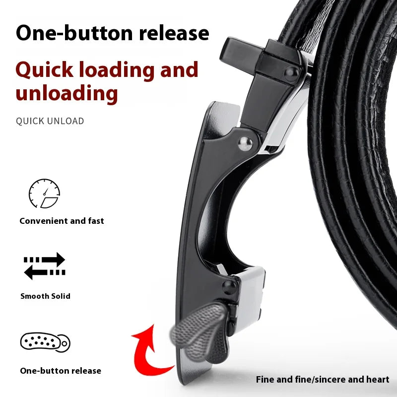 Cinturón de cuero auténtico de alta calidad para hombre, cinturón de cintura para hombre con hebilla automática de aleación de metal de lujo