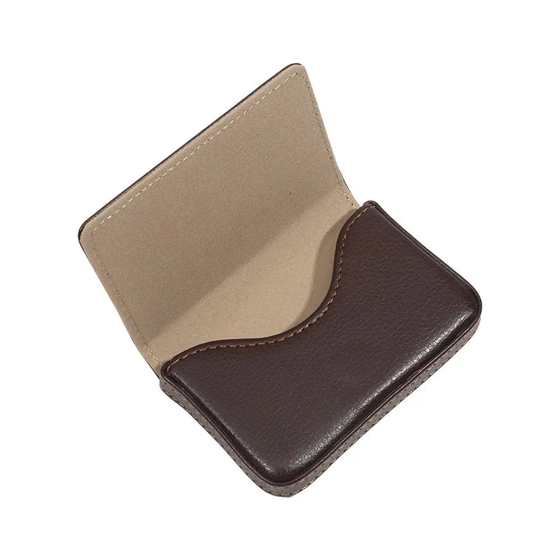 Business Card Holder, Vertical Version PU Leather Business Card Case Pocket Business Name Card Holder With Magnetic Shut