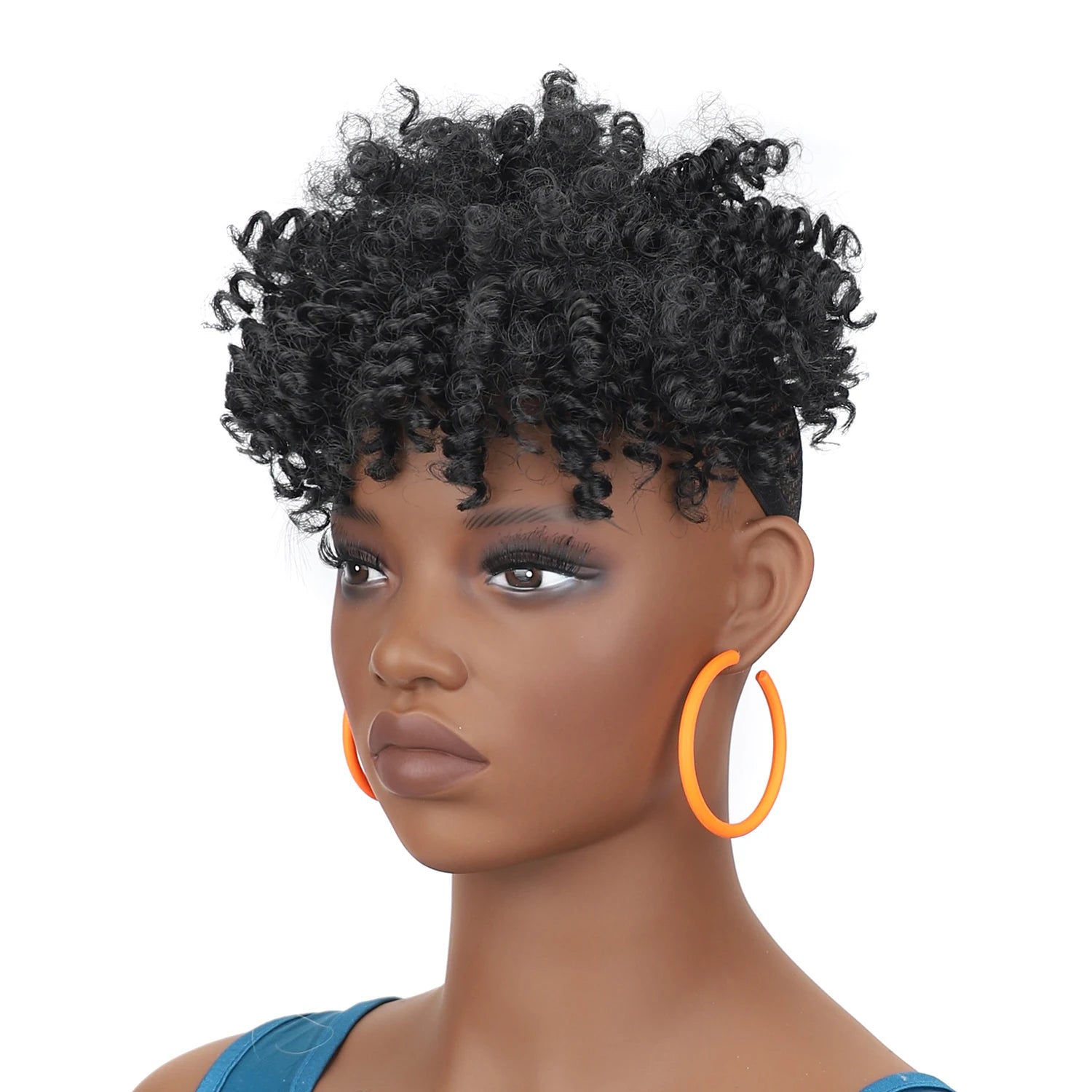 jeedou Black Topper Hair Afro Curly Dreadlock Toupee for Men Short Curly Hair for Women Synthetic Hair Toppers with 4Clips Wigs