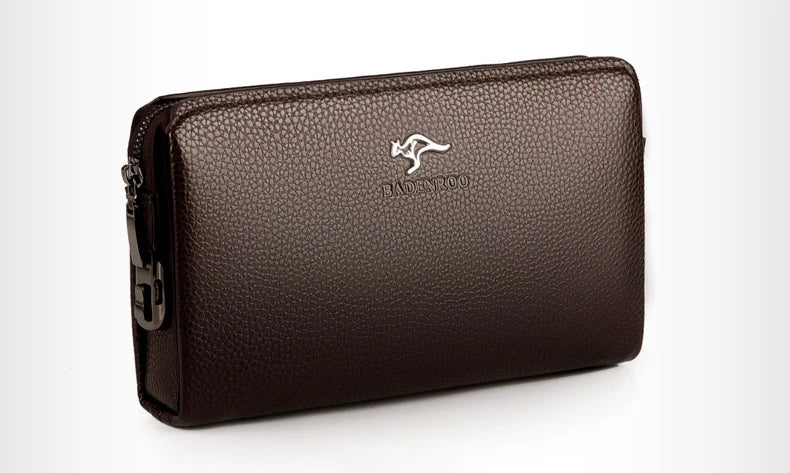 Luxury Brand Men's Wallet Leather Long Wallet  PU Leather Wallet Men Double Zipper Coin Pocket Purse Business Clutch Phone Bag