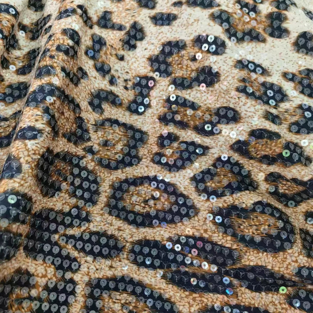 Vestido de Noche de Lujo con Lentejuelas Estampado de Leopardo para Mujer 2025 Moda Manga Larga Cuello Alto Vestidos sin Espalda con Cola Barrida