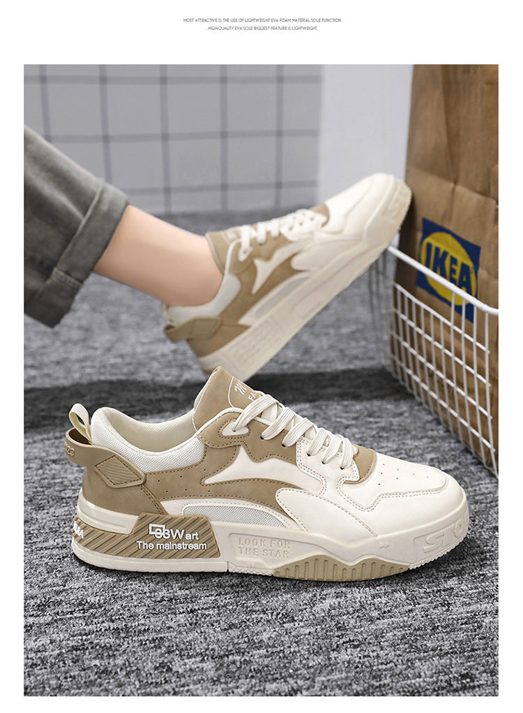 Zapatillas de hombre de otoño Novedad, calzado de plataforma cómodo para hombre, tendencia 2023, zapatillas vulcanizadas con cordones, zapatillas casuales blancas