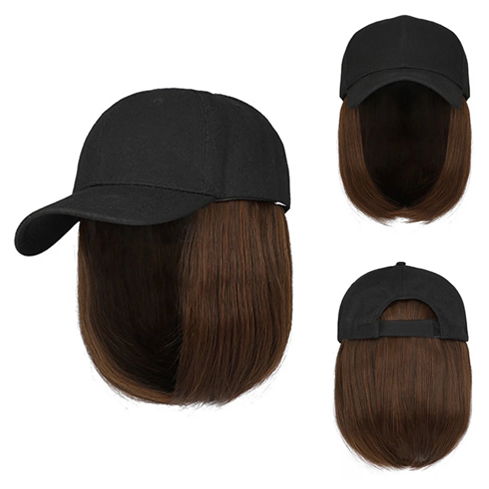 Peluca de gorra de béisbol sintética