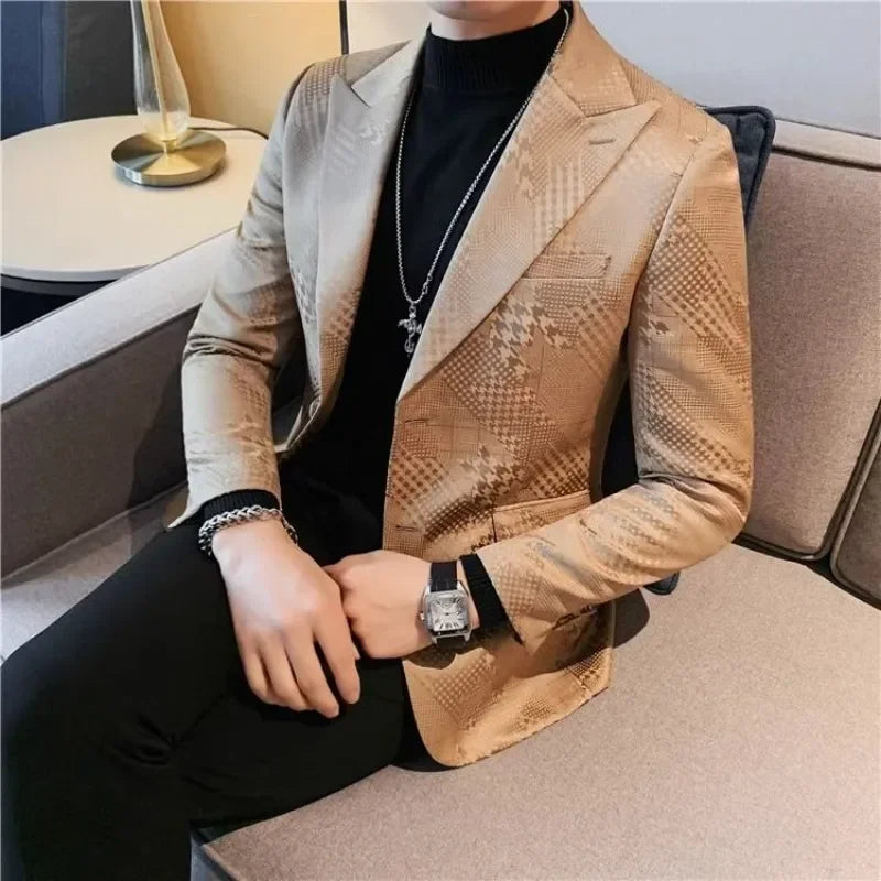 Man Suits and Blazers Single Breasted Blue Coats Jacket for Men Party Clothing Fashion Fashionable Classic Summer Original