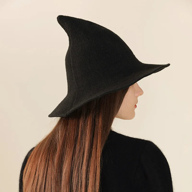 Halloween Vintage Wool Knit Hat Women's Witch Hat Dress Up Party Masquerade Hat Holiday Decoration Accessories