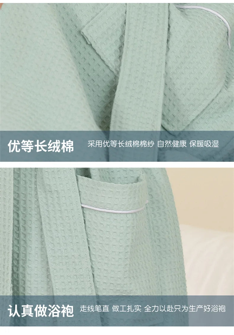 Top Quality Autumn Winter Bathrobes Couple Towel Terry Cotton Robe Men's Elegant Five-star Hotel Home Wear Bath RobeAbsorb Water