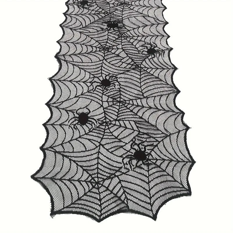 American Halloween Black Spider Web Lace Table Flag Party Gift Home Dining Table Decoration Ghost Festival