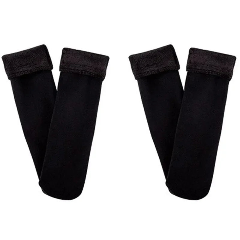 Harajuku Autumn Winter Warm Solid Women Sock Wool Thicken Thermal Socks Black Skin Seamless Snow Hosiery Velvet Home Floor Socks