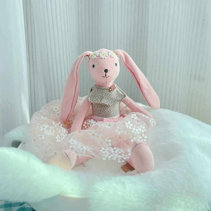 38cm Handmade Stuffed Animals Cute Unicorn Elephant Bunny Cat Sleeping Doll With Dress Baby Comfort Toys Children Gifts