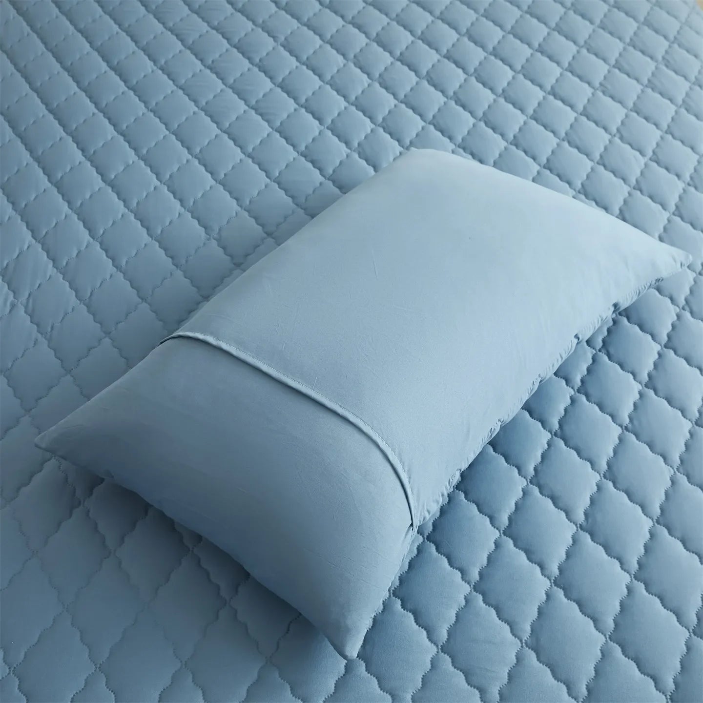 2pcs Waterproof Throw Pillowcases Envelope Soft Breathable Pillow Covers for Bed Protector 50x75cm, Grey / Blue / Green / Red