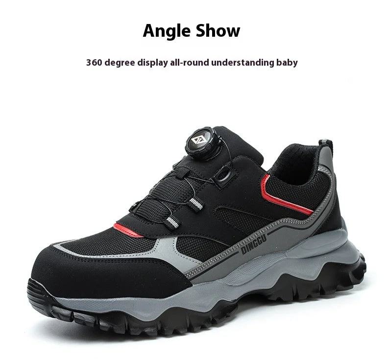 Warehouse Work Shoes for Men Shock Absorbing Anti-Smash Design,Light Sneaker Safety Shoes With Steel Toe Cap Anti-Piercing,