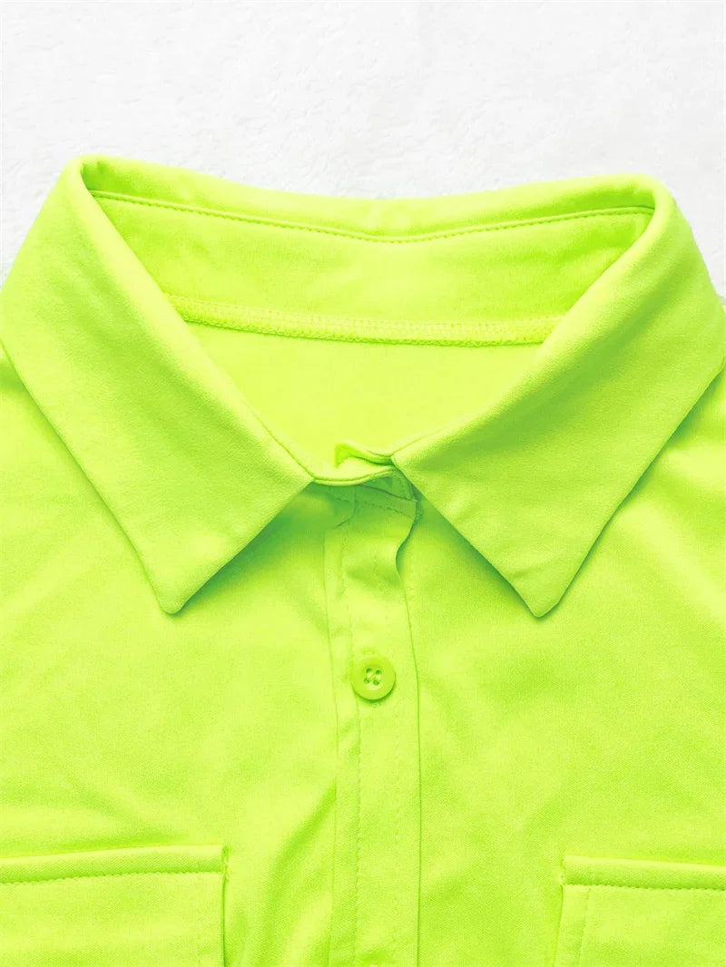 Conjuntos de pantalón elegante sólido de mujer, atuendo de 2 piezas para verano 2024, top de camisa con botones, cuello vuelto y bolsillos, y traje de pantalones de pierna ancha