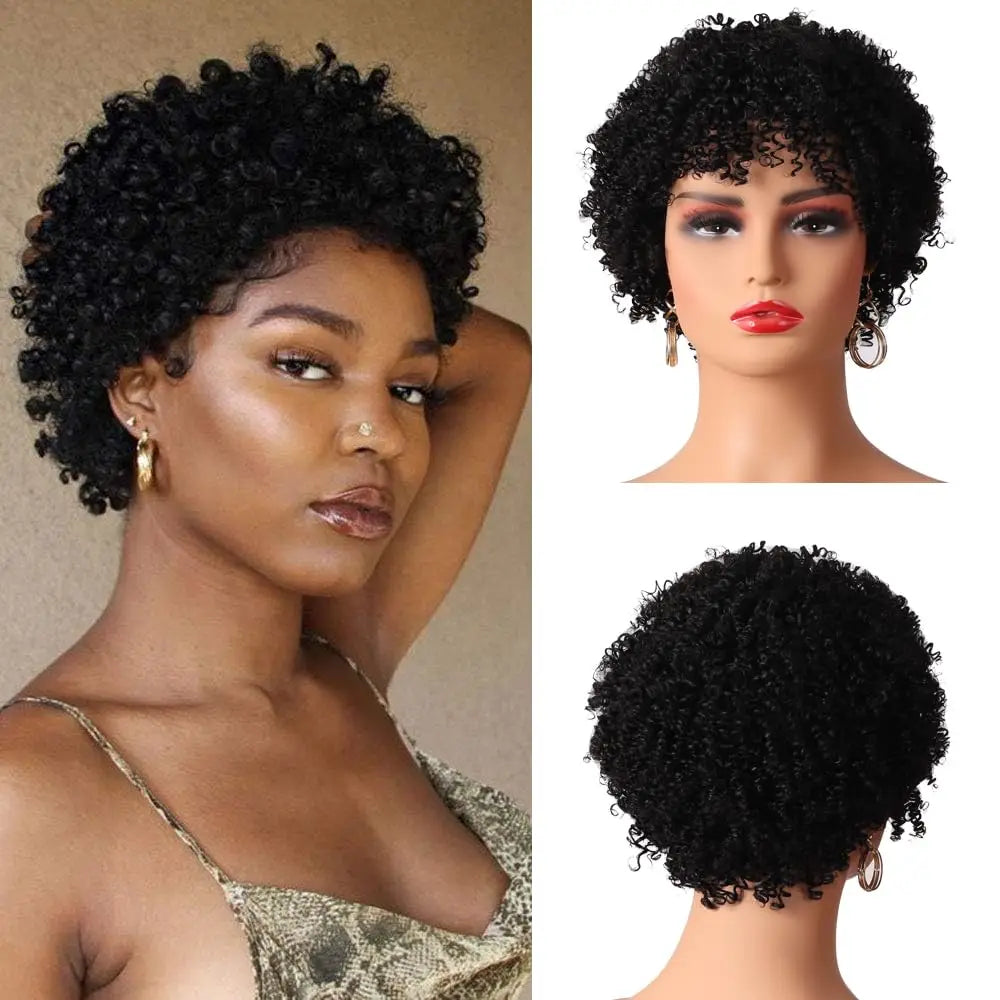 Perruque Synthétique Afro Frisée