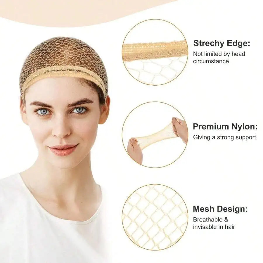 6pcs Wig Caps Women, Hair Net Wig, Non - Slip Stretchy Nylon Mesh Wigs Caps, Natural 50cm Circumference
