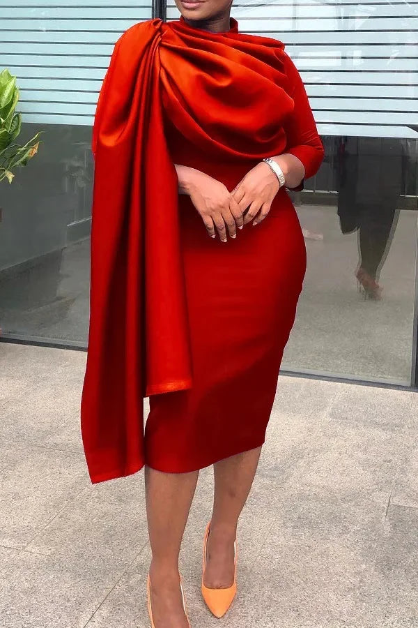 African Dresses for Women Spring New Arrival African Long Sleeve Solid Color Midi Bodycon Dress Dashiki Africa Clothing