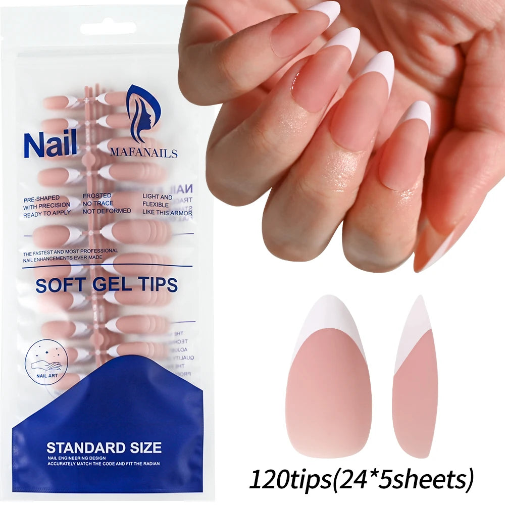 120pcs Black Edge Super Long French False Nail Removable Ballerina Coffin Almond Fake Nail Artificial Acrylic Press On Nail Tips