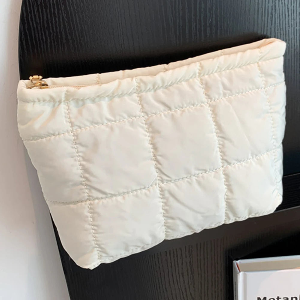 Bolsa de Aseo para Mujer Acolchada Bolsa de Maquillaje Acolchada de Gran Capacidad Bolsa Organizadora de Maquillaje de Color Sólido Bolsa de Maquillaje Acolchada