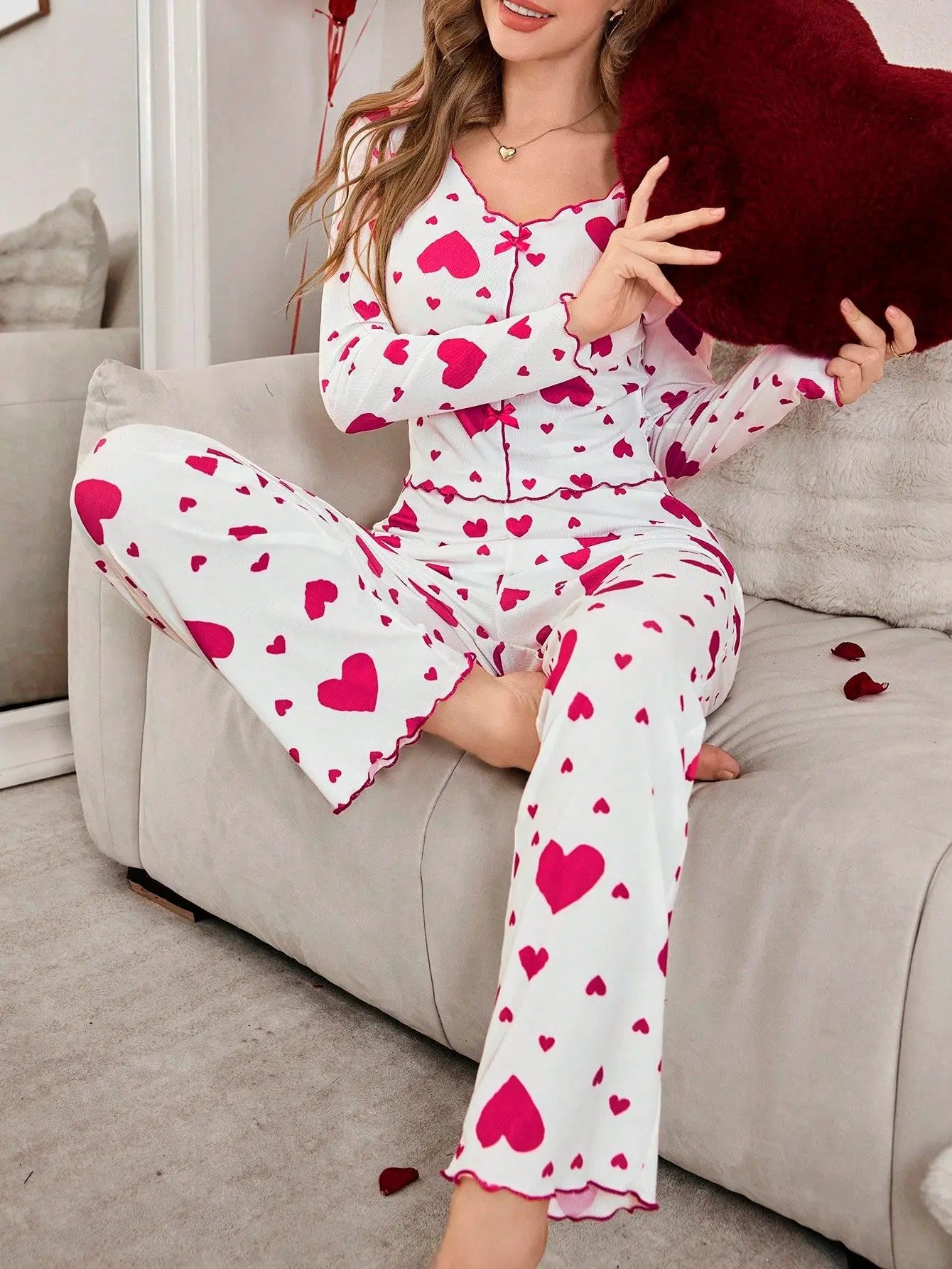 Pijama estampado de corazones