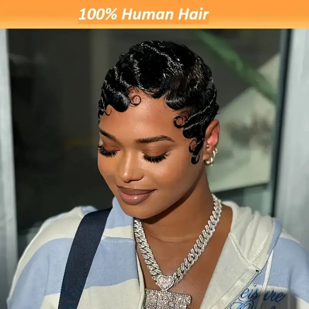 Finger Wave Pixie Wig