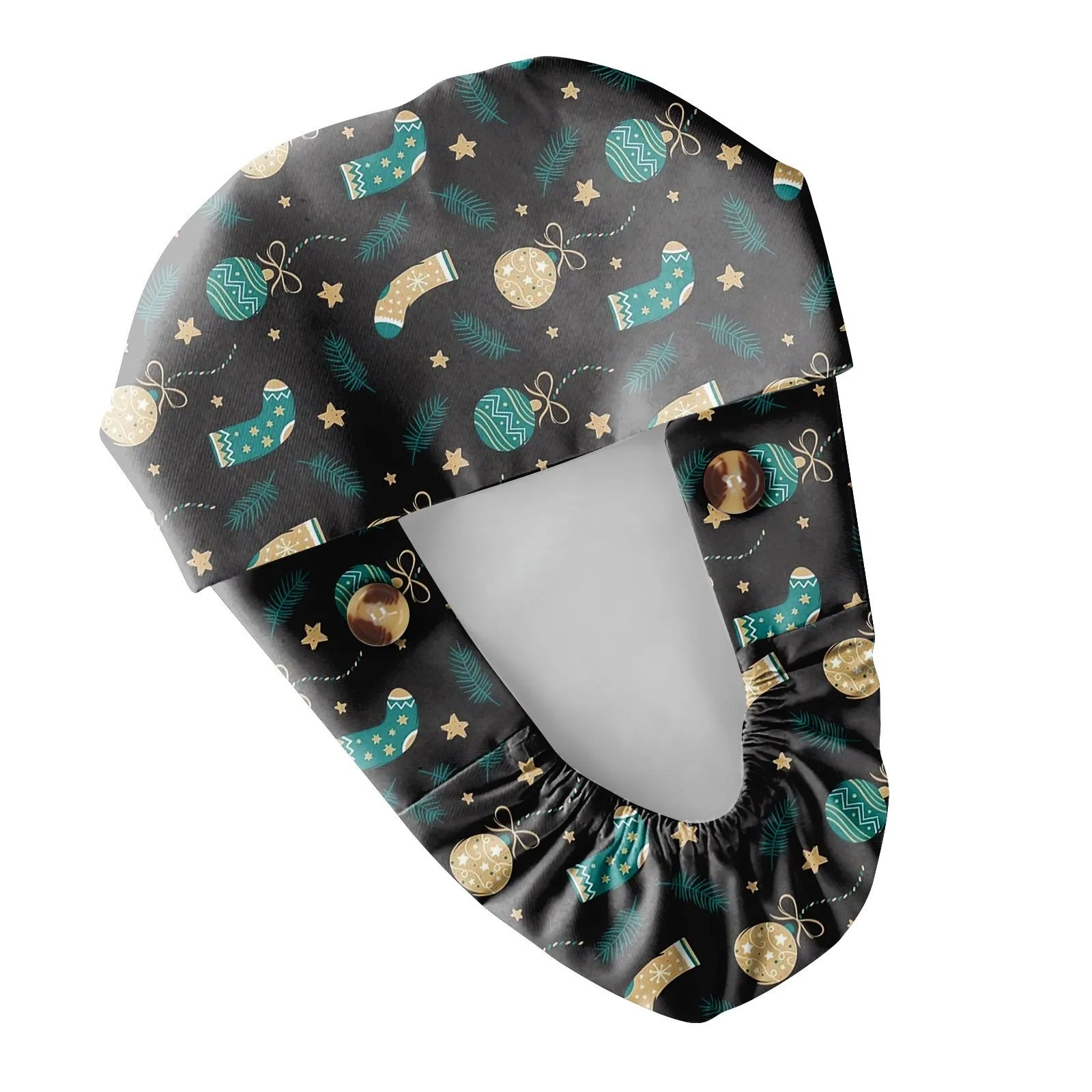 Long Hair Work Hat Fashion Christmas Print Adjustable Work Cap Beauty Salon Nursing Cap Female Surgical Hat Scrub Caps Acces