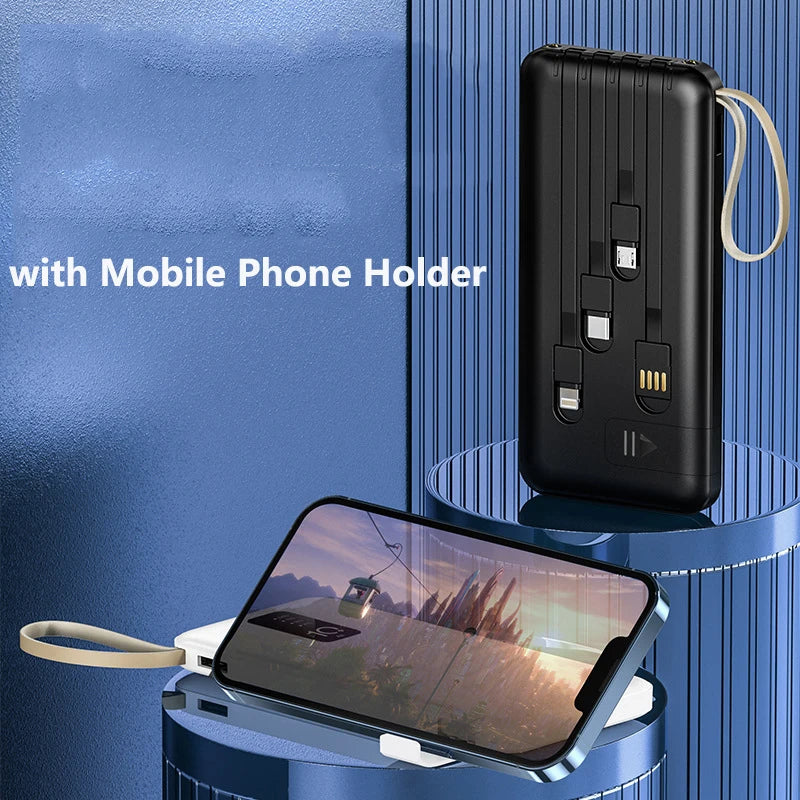 Power Bank 20000mAh Cable Integrado Cargador Portátil Batería Externa para Teléfono Móvil Carga Rápida Powerbank para iPhone 14 Xiaomi Mi