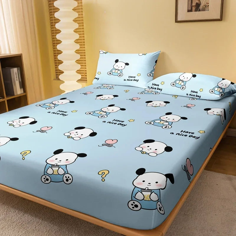 1 Cartoon Cute animal dog printed matte Fitted Sheet, bedroom printed bed cover, bedding (excluding pillowcases)