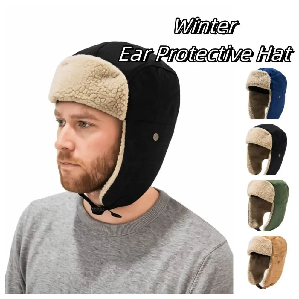 Simple Fleece Ear Protective Hat Windproof Thickened Earflap Hat Keep Warm Korean Style Lei Feng Cap Daily