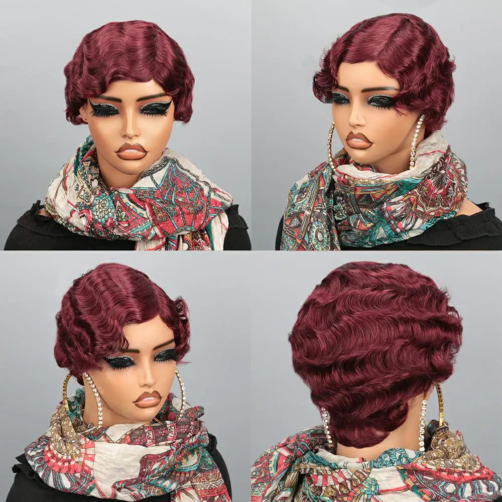 Peluca Pixie con Ondas al Agua