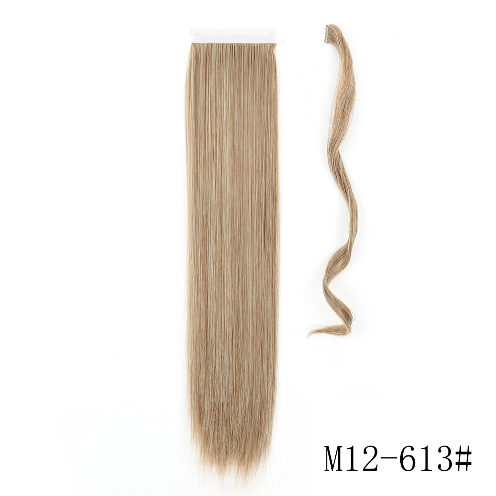 LISI GIRL Synthétique 22/34 Pouces Queue de Cheval enroulée Extensions de Cheveux Bouclés Afro Longs Postiches Queue de Cheval Faux Cheveux Résistant à la Chaleur