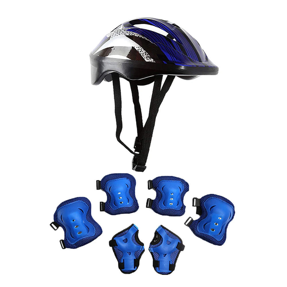 7Pcs/Set Kids Roller Skating Bicycle Helmet Knee Wrist Guard Elbow Pad Set for Children Cycling Sports Protective Guard Gear Set