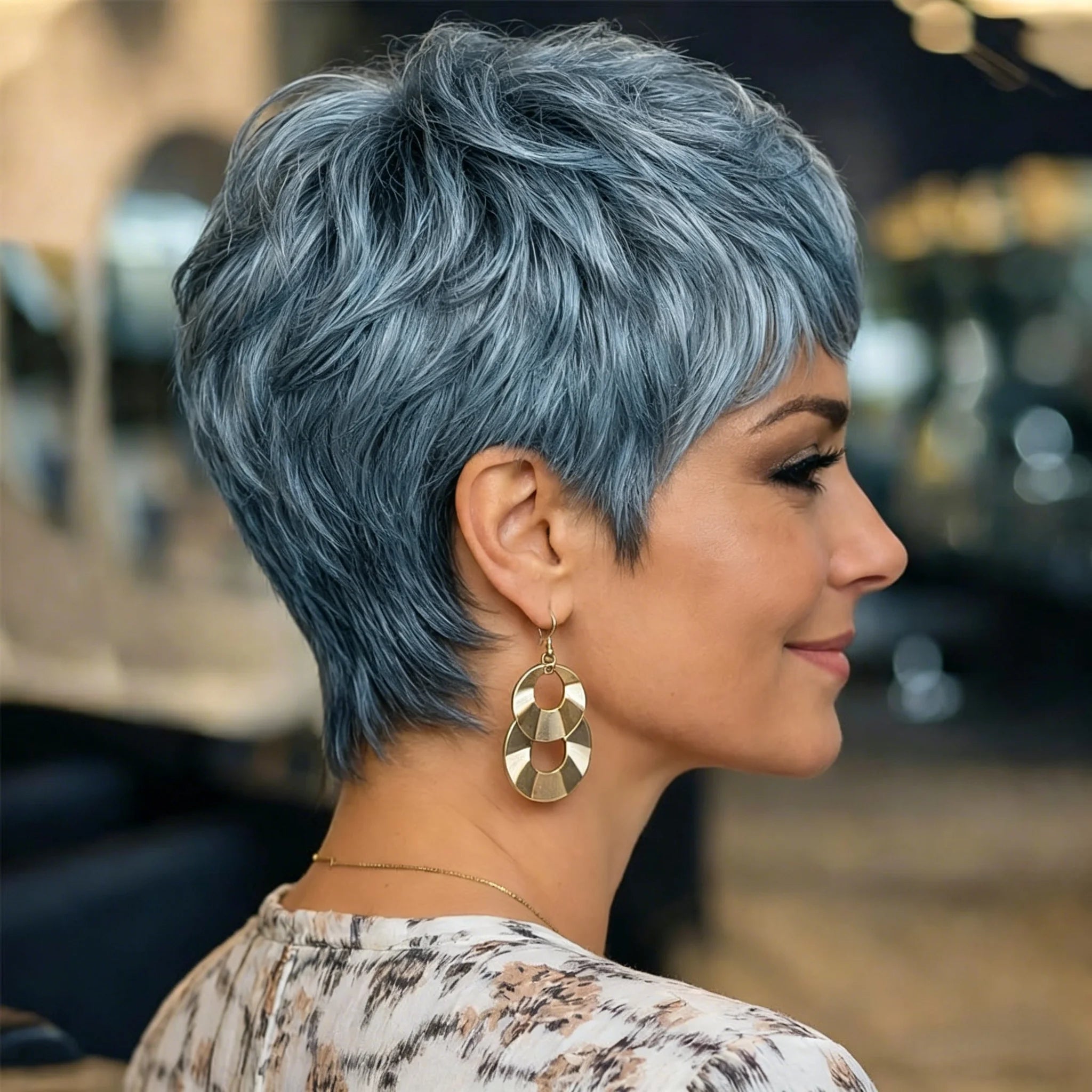 Peluca Pixie Cut Gris, Cabello Humano Brasileño, Pelucas Cortas Pixie Cut para Mujeres para Uso Diario, Peluca Hecha a Máquina Completa para Mujeres