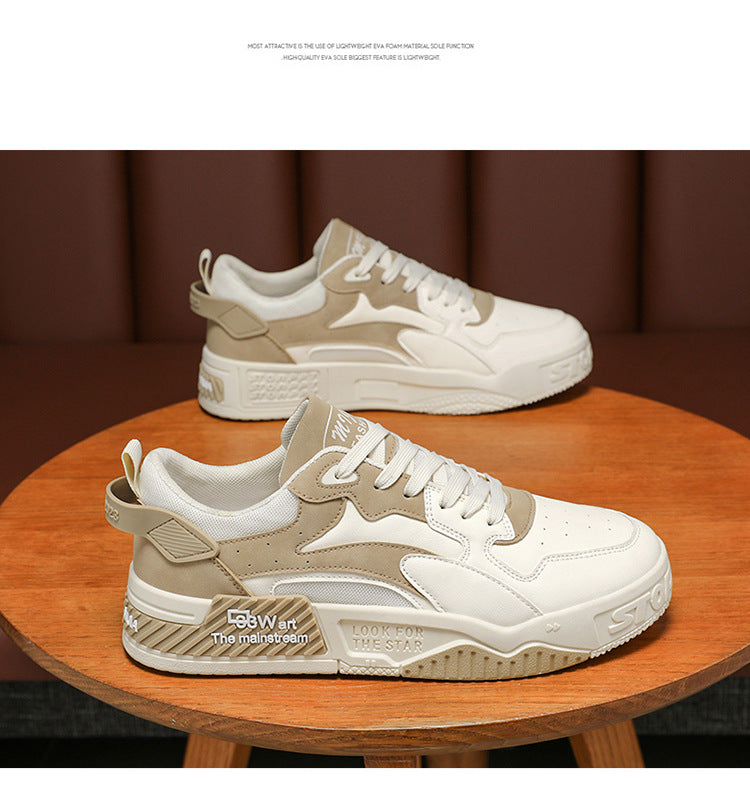 Zapatillas de hombre de otoño Novedad, calzado de plataforma cómodo para hombre, tendencia 2023, zapatillas vulcanizadas con cordones, zapatillas casuales blancas