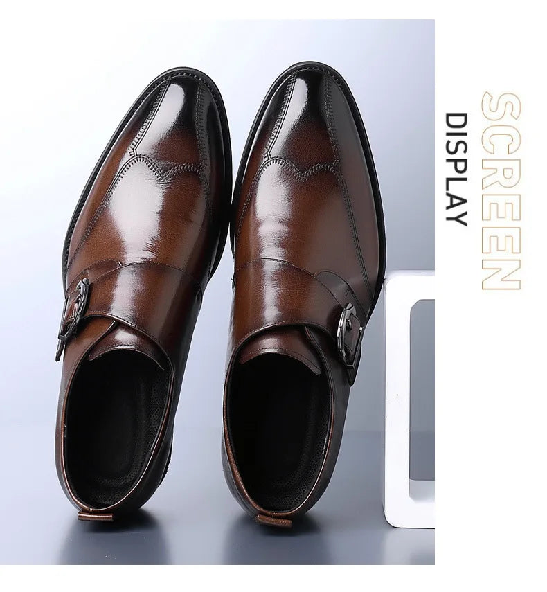 Zapatos de vestir de negocios para hombre con cierre, zapatos de cuero formales para hombre, calzado Oxford, mocasines Oxford de cuero de alta calidad para hombre