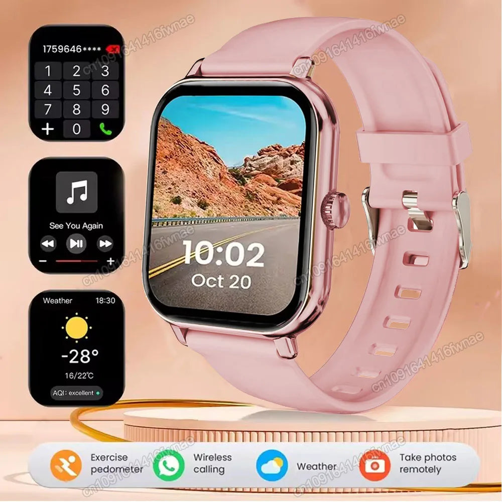 Smartwatch para Android IOS Relojes Pantalla HD de 2.01 pulgadas Llamada Bluetooth Alerta de Mensajes Música Modo Deportivo Smartwatch para Hombres Mujeres Regalo