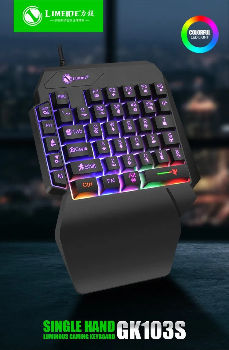 Teclado gaming de una mano y 35 teclas, mini teclado USB ultradelgado con retroiluminación para ordenador portátil, de sobremesa y smartphone