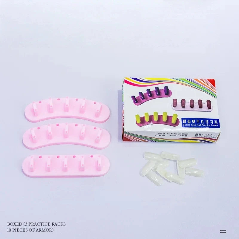 Nail Art Tools Combo - Curved & Straight Nail Tips Holders with Display Stand for Nail Art Students
