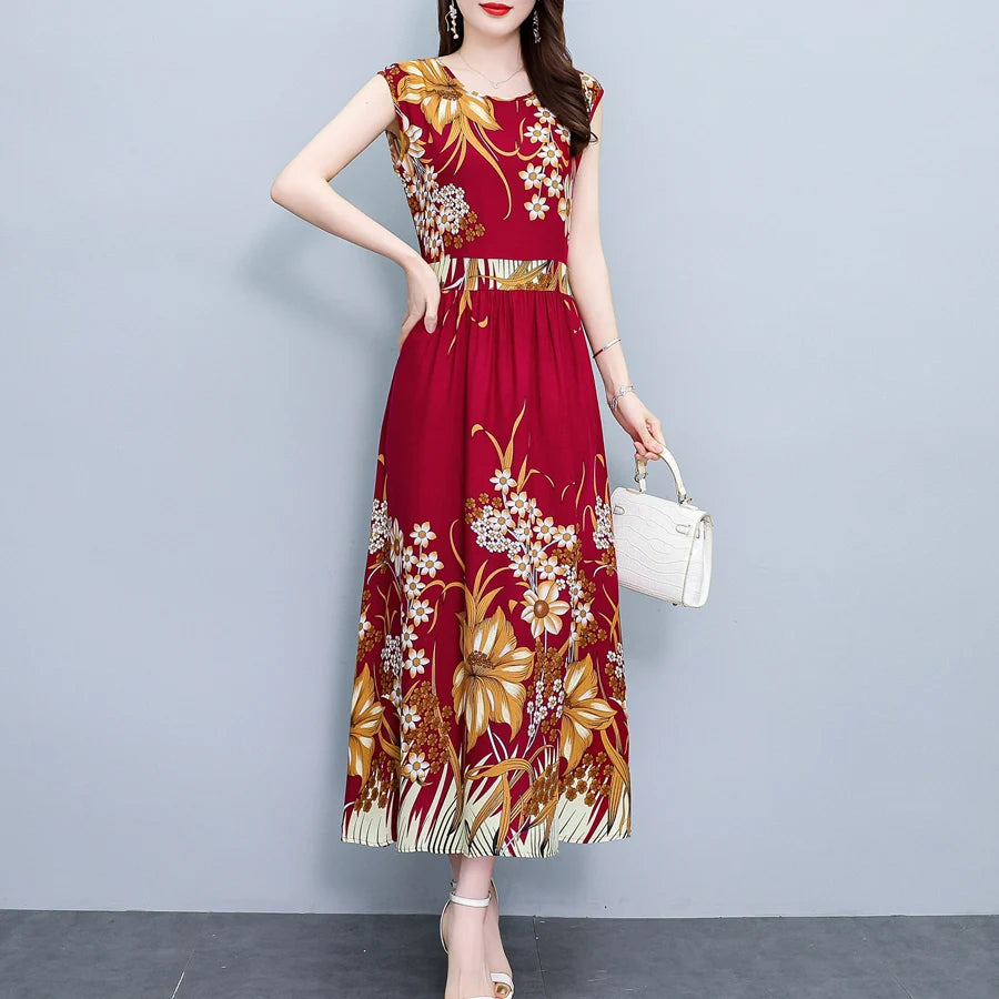 New Fashion  Summer Print Women Short Sleeve Cotton Plus Size Women Clothing Dress Ladies Large Size Vestidos dresses