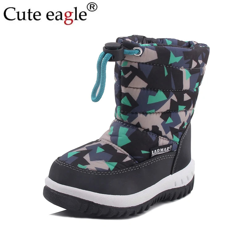 Winter Warm Fur Snow Boots Children Black Furry Shoes Girls Non-slip Waterproof Kids Footwear Child Sneakers Baby Shoes Pink