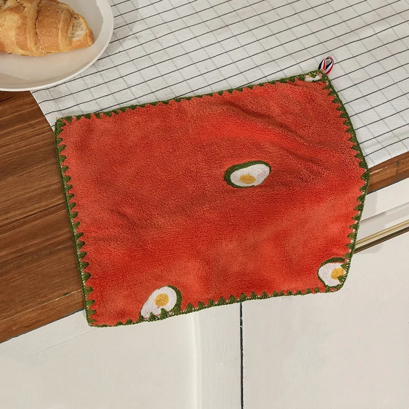 Toalla de mano absorbente con bordado de frutas, supersuave, para colgar, de secado rápido, para baño, cocina.