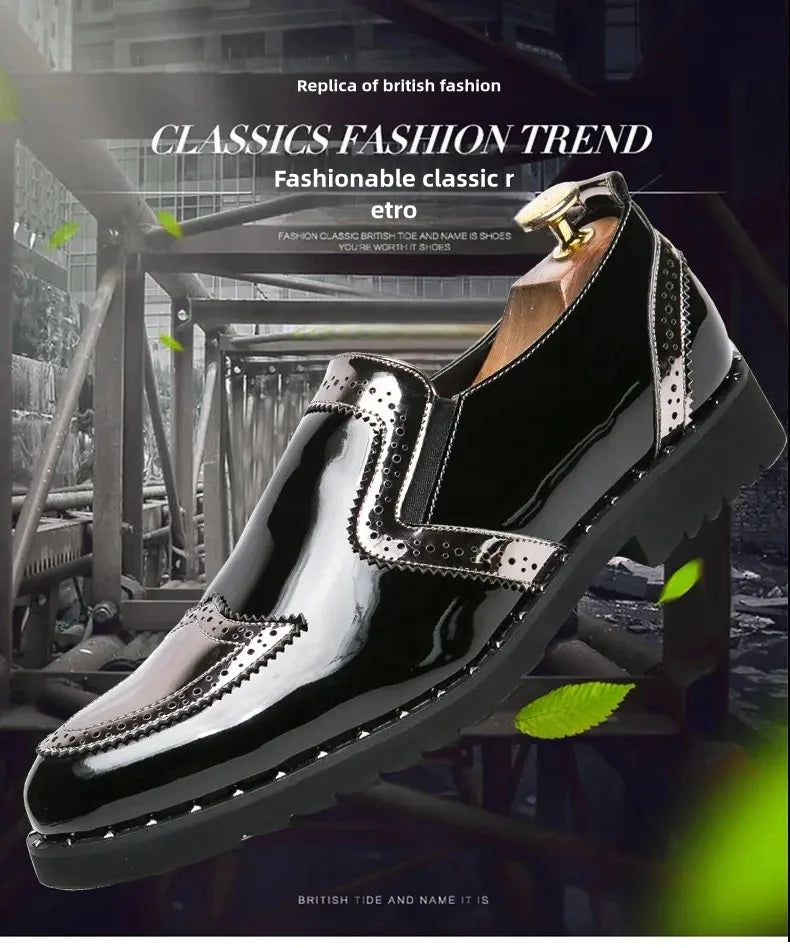 Zapatos Formales de Hombre de Moda, Mocasines Ligeros para Exteriores, Zapatos de Cuero con Suela Gruesa Resistentes al Desgaste, Negro, Dorado y Plateado, Tallas 38-48