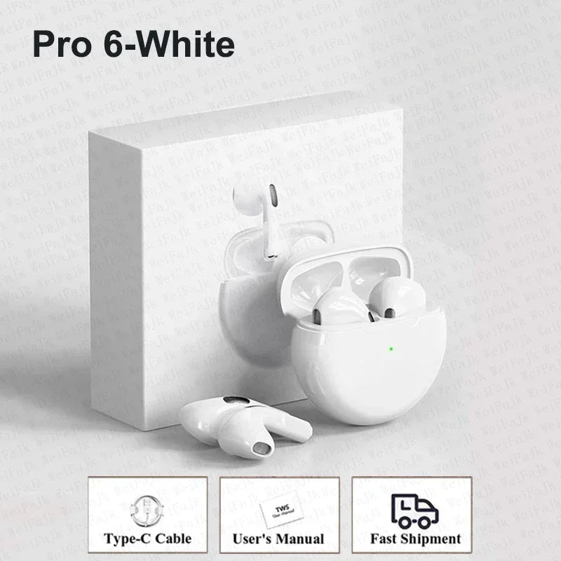 Original Air Pro 6 fone Wireless Bluetooth Earphones In Ear Earbuds Noise Cancelling Pods Headset For Apple iPhone Earphones